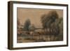 Landscape with Willows, Cows and Calf in a Stream, C.1835-Peter De Wint-Framed Giclee Print