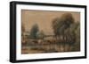 Landscape with Willows, Cows and Calf in a Stream, C.1835-Peter De Wint-Framed Giclee Print