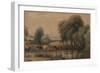 Landscape with Willows, Cows and Calf in a Stream, C.1835-Peter De Wint-Framed Giclee Print