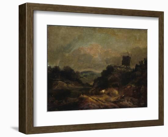 Landscape with Windmill and Rainbow (Partly after Gainsborough)-J. M. W. Turner-Framed Giclee Print