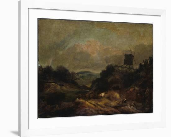 Landscape with Windmill and Rainbow (Partly after Gainsborough)-J. M. W. Turner-Framed Giclee Print