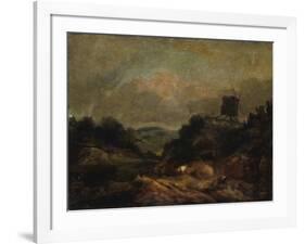 Landscape with Windmill and Rainbow (Partly after Gainsborough)-J. M. W. Turner-Framed Giclee Print