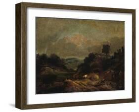 Landscape with Windmill and Rainbow (Partly after Gainsborough)-J. M. W. Turner-Framed Giclee Print