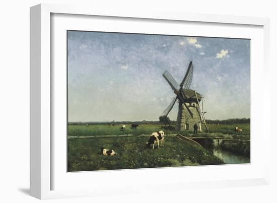 Landscape with Windmill near Schiedam. 1873-Jan Hendrik Weissenbruch-Framed Giclee Print