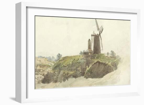 Landscape with Windmill-Thomas Creswick-Framed Giclee Print