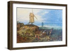 Landscape with Windmills, 1607, (Oil on Panel)-Jan the Elder Brueghel-Framed Giclee Print
