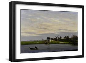 Landscape with windmills-Caspar David Friedrich-Framed Giclee Print