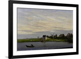 Landscape with windmills-Caspar David Friedrich-Framed Giclee Print