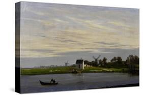 Landscape with windmills-Caspar David Friedrich-Stretched Canvas