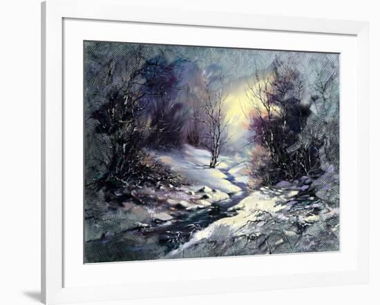 Landscape With Winter Wood Small River-balaikin2009-Framed Art Print