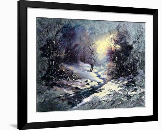 Landscape With Winter Wood Small River-balaikin2009-Framed Art Print