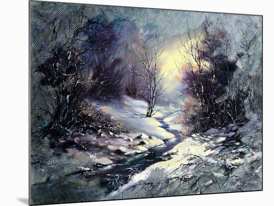 Landscape With Winter Wood Small River-balaikin2009-Mounted Art Print