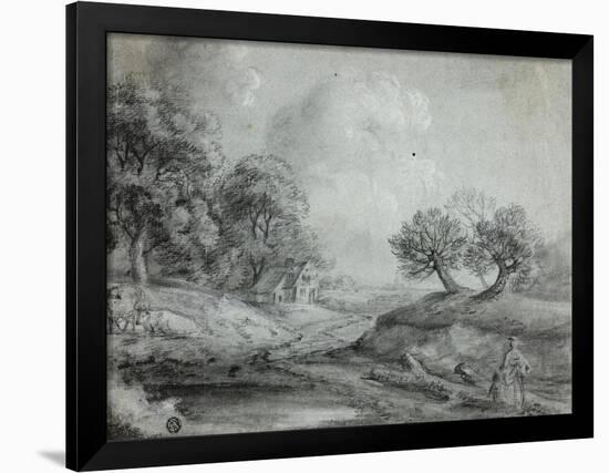 Landscape with Woman and Cows-Richard Wilson-Framed Giclee Print