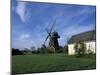 Landscape with Wooden Windmill and Two Houses in the Village of Kvarnbacken, Oland Island, Sweden-Richard Nebesky-Mounted Photographic Print