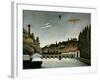 Landscape with Zeppelin, c.1908-Henri Rousseau-Framed Giclee Print