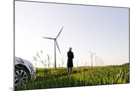 Landscape, Woman, Wind Turbines, Wind Power Station, Wind Park-Axel Schmies-Mounted Photographic Print