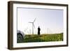 Landscape, Woman, Wind Turbines, Wind Power Station, Wind Park-Axel Schmies-Framed Photographic Print