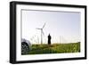Landscape, Woman, Wind Turbines, Wind Power Station, Wind Park-Axel Schmies-Framed Photographic Print