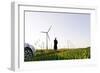 Landscape, Woman, Wind Turbines, Wind Power Station, Wind Park-Axel Schmies-Framed Photographic Print