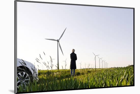 Landscape, Woman, Wind Turbines, Wind Power Station, Wind Park-Axel Schmies-Mounted Photographic Print