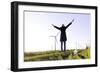 Landscape, Woman, Wind Turbines, Wind Power Station, Wind Park-Axel Schmies-Framed Photographic Print