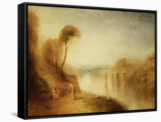 Landscape: Woman with Tamborine-J. M. W. Turner-Framed Stretched Canvas