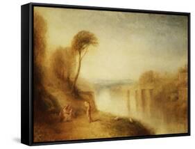 Landscape: Woman with Tamborine-J. M. W. Turner-Framed Stretched Canvas