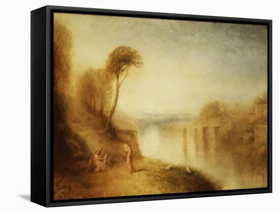 Landscape: Woman with Tamborine-J. M. W. Turner-Framed Stretched Canvas