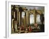 Landscape wtih Classical Ruins and St Peter Baptising-Alberto Carlieri-Framed Giclee Print