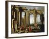 Landscape wtih Classical Ruins and St Peter Baptising-Alberto Carlieri-Framed Giclee Print