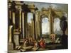 Landscape wtih Classical Ruins and St Peter Baptising-Alberto Carlieri-Mounted Giclee Print