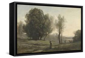 Landscape-Jean-Baptiste-Camille Corot-Framed Stretched Canvas