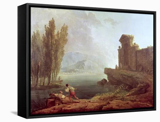 Landscape-Hubert Robert-Framed Stretched Canvas