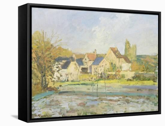 Landschaft bei Pontoise-Camille Pissarro-Framed Stretched Canvas