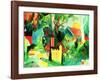 Landschaft mit Hellem Baum-Auguste Macke-Framed Art Print