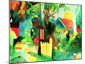 Landschaft mit Hellem Baum-Auguste Macke-Mounted Art Print