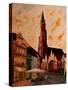 Landshut St Martin Church with Old Town-Markus Bleichner-Stretched Canvas