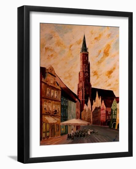 Landshut St Martin Church with Old Town-Markus Bleichner-Framed Art Print