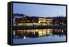 Landtag Parliament House of Baden Wurttemberg and Fernsehturm Television Tower at Night-Markus Lange-Framed Stretched Canvas