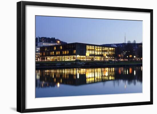 Landtag Parliament House of Baden Wurttemberg and Fernsehturm Television Tower at Night-Markus Lange-Framed Photographic Print