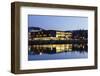 Landtag Parliament House of Baden Wurttemberg and Fernsehturm Television Tower at Night-Markus Lange-Framed Photographic Print