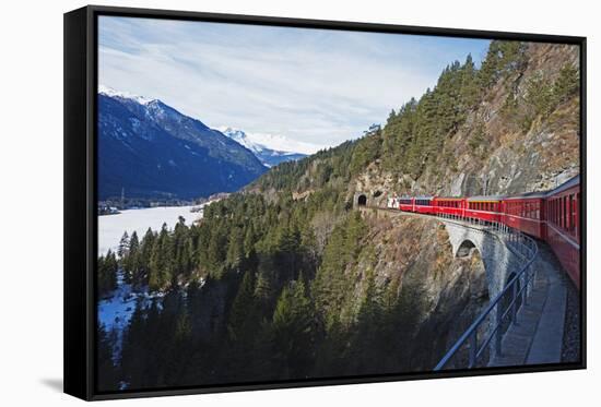 Landwasser Viaduct, Bernina Express Railway Line, UNESCO World Heritage Site-Christian Kober-Framed Stretched Canvas