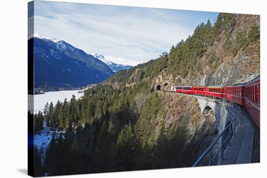 Landwasser Viaduct, Bernina Express Railway Line, UNESCO World Heritage Site-Christian Kober-Stretched Canvas