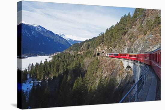 Landwasser Viaduct, Bernina Express Railway Line, UNESCO World Heritage Site-Christian Kober-Stretched Canvas