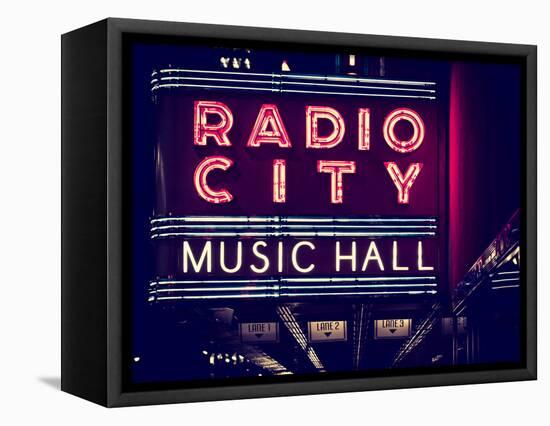 Lanes Entrance to the Radio City Music Hall by Night, Manhattan, Times Square, New York-Philippe Hugonnard-Framed Stretched Canvas