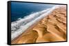 Langewand, Aerial view of where the Atlantic Ocean meets the sea of dunes in Western Namibia.-ClickAlps-Framed Stretched Canvas