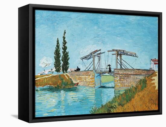 Langlois Bridge at Arles-Vincent van Gogh-Framed Stretched Canvas