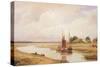 Langrick Ferry on the River Witham Near Boston, Lincolnshire-Peter De Wint-Stretched Canvas