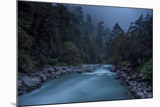Langtang Khola near village of Riverside on misty evening in Langtang region of Nepal, Himalayas-Alex Treadway-Mounted Photographic Print