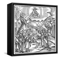 Languages: Moses Receiving from God the Tablets of the Law in Hebrew, 1512-null-Framed Stretched Canvas